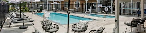 Pool and lounge chairs at Hearth