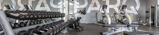 Modern fitness center at Parq Crossing