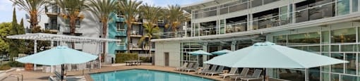Spacious pool and pool deck at Domain San Diego
