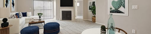 modern and spacious living room and dining area