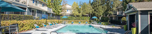 Two Pool Plazas With Sunning Decks at Atwood Apartments, California, 95610