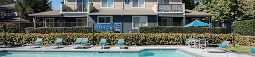 Swimming Pool And Relaxing Area at Atwood Apartments, California