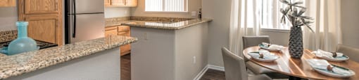 Dining Room and Kitchen View at Atwood Apartments, California, 95610