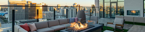 rooftop fireplace at Luma