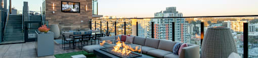rooftop fireplace at Luma