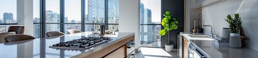kitchen in clubhouse at Luma