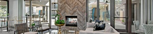 Posh Lounge Area With Fireplace In Clubhouse at Andante Apartments, Phoenix, AZ