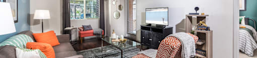 Furnished Model Living Room at Andorra Apartments