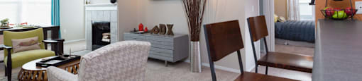 Fireplace in Living Room at Thorncroft Farms Apartments, OR, 97124