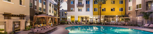 Pool at twilight at Marc San Marcos Apartments