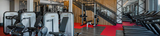 spacious fitness center at Core Apartments