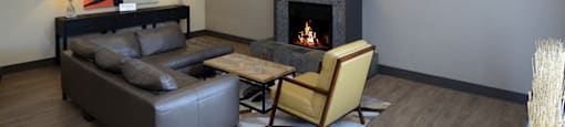 Fireplace Area at Newberry Square Apartments, Lynnwood, WA