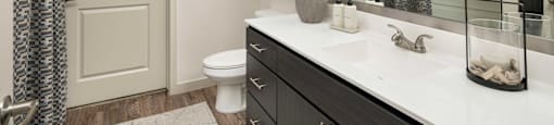 a bathroom with a sink and a toilet and a mirror