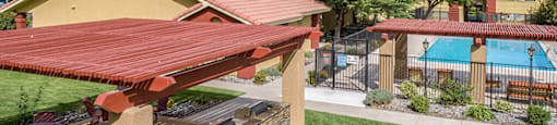 Shaded Patio With BBQ at Vizcaya Hilltop Apartments, Nevada