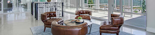 Clubhouse seating views at Parq Crossing Apartments