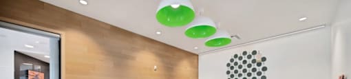 a ping pong table in the center of a room