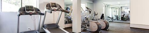 A gym with treadmills and elliptical machines.at Laurel, Union City  