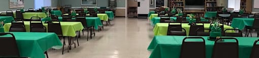 dining room at Pine Woods Villa decorated for St. Patrick's Day