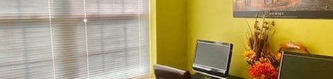 Marion Green business center with computers