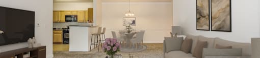 a living room with a couch and a table at Stone Gate Apartments, Spring Lake, NC