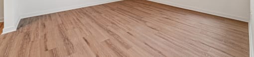 Empty room with wooden floor and a picture on the wall.