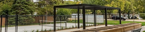 garden and pickle ball court at Owasso Gardens, Minnesota