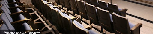 Resident private movie theater at The Biltmore Apartments in Omaha, Nebraska