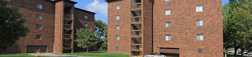 Apartments with underground parking garage at Embassy Park Apartments in Omaha, Nebraska