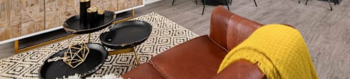 an open living room and kitchen with a dining room table and chairs