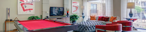 Luxury apartments with resident lounge, resident game room, and resident cyber café at The Voss Apartments in Houston.