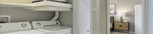 Luxury apartments in south Lincoln Nebraska with wood plank floors and full-size washer and dryer
