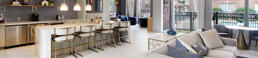 Luxury resident lounge space with free wi-fi at Tuscany Apartments in Houston.