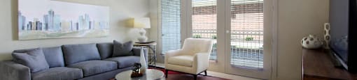 Luxury apartments with spacious open floor plan, porcelain tile floors, and oversized windows at Bellemeade Apartments in west Des Moines