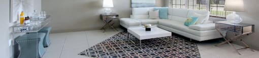 Luxury apartments with spacious open floor plan, porcelain tile floors, and oversized windows at Bellemeade Apartments in west Des Moines