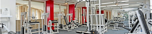 Apartments conveniently located in the Bayou area of Houston with a huge fitness center with separate weights and cardio areas.