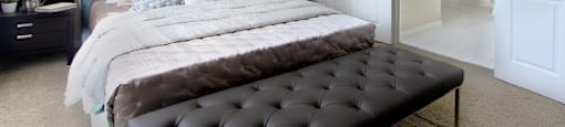 Luxury apartments with spacious bedrooms with attached bathrooms and walk-in closets at Saddlebrook apartments in Urbandale Iowa