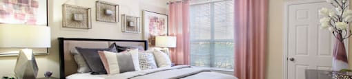 Luxury apartments with spacious bedroom with walk-in closet at Saddlebrook apartments in Urbandale Iowa
