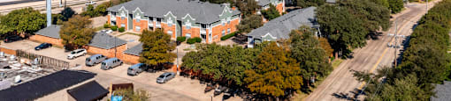 Aerial view of Kensington Square Apartments near the Sallie Mae building in Dallas Texas