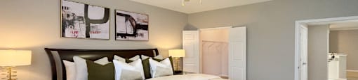 Spacious master bedroom with walk-in closet at Breckenridge Apartments in Omaha, Nebraska