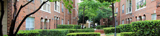 Gated apartment community near the Galleria with landscaped courtyards, beautiful landscaping, and beautiful courtyards with fountains.
