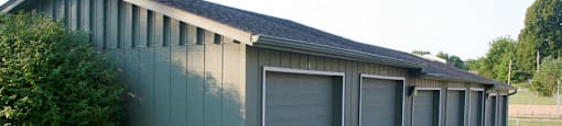 Detached garages at The Inverness Apartments in La Vista, Nebraska