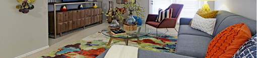 Spacious apartment with French door at Preston Village Apartments in North Dallas