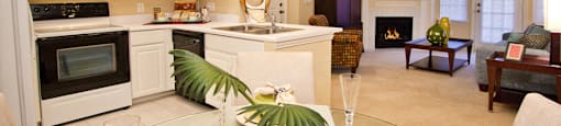 Luxury apartments in south Lincoln Nebraska with bright white kitchens, French doors, and gas fireplaces