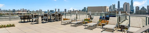the rooftop patio has a view of the city