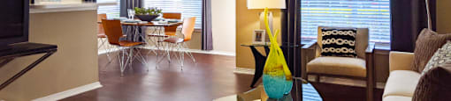 Spacious apartments with wood plank floors, 9-foot ceilings, and oversized windows near the energy corridor in Houston.