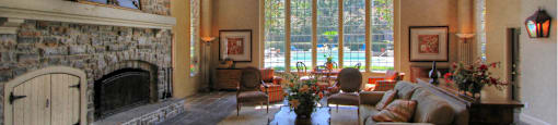 Luxury clubhouse with free wi-fi and social area with full kitchen at Village on the Parkway Apartments.