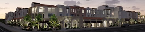 A modern building complex is depicted in the image.