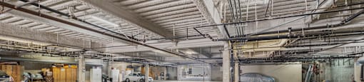 a large empty parking lot in a building