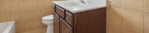 a bathroom with a sink and a toilet and a mirror