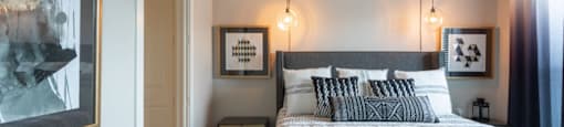 master bedroom view with lighting